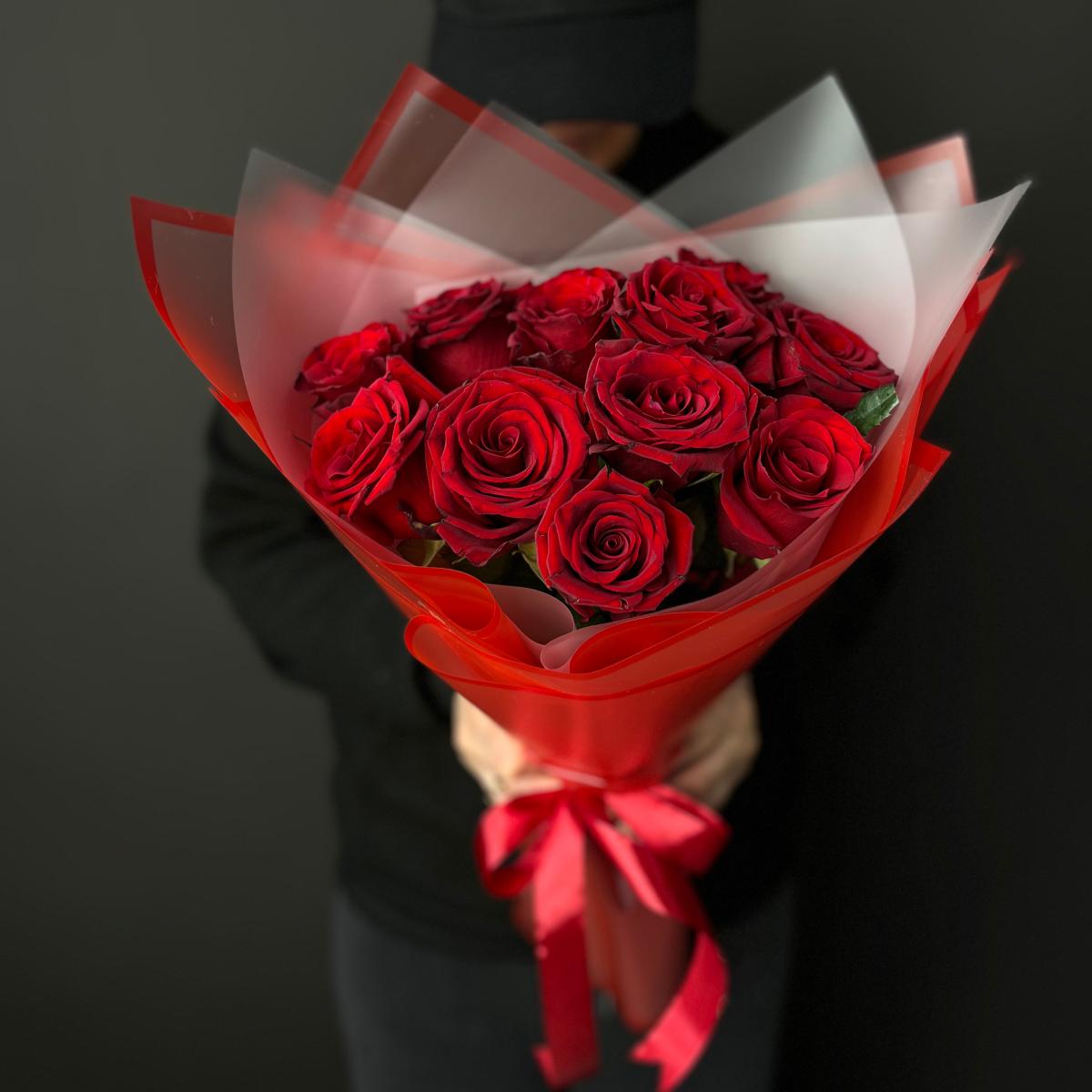 Букеты из красных роз 40 см (Эквадор) код товара  190568