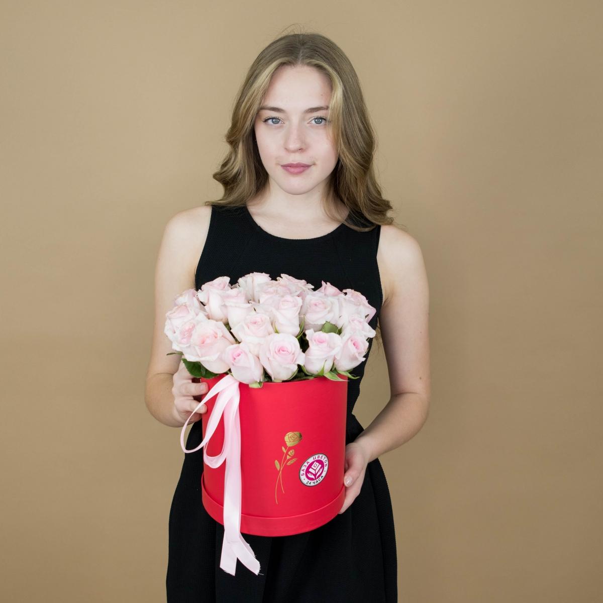 Розы розовые в шляпной коробке (код товара: 1992)
