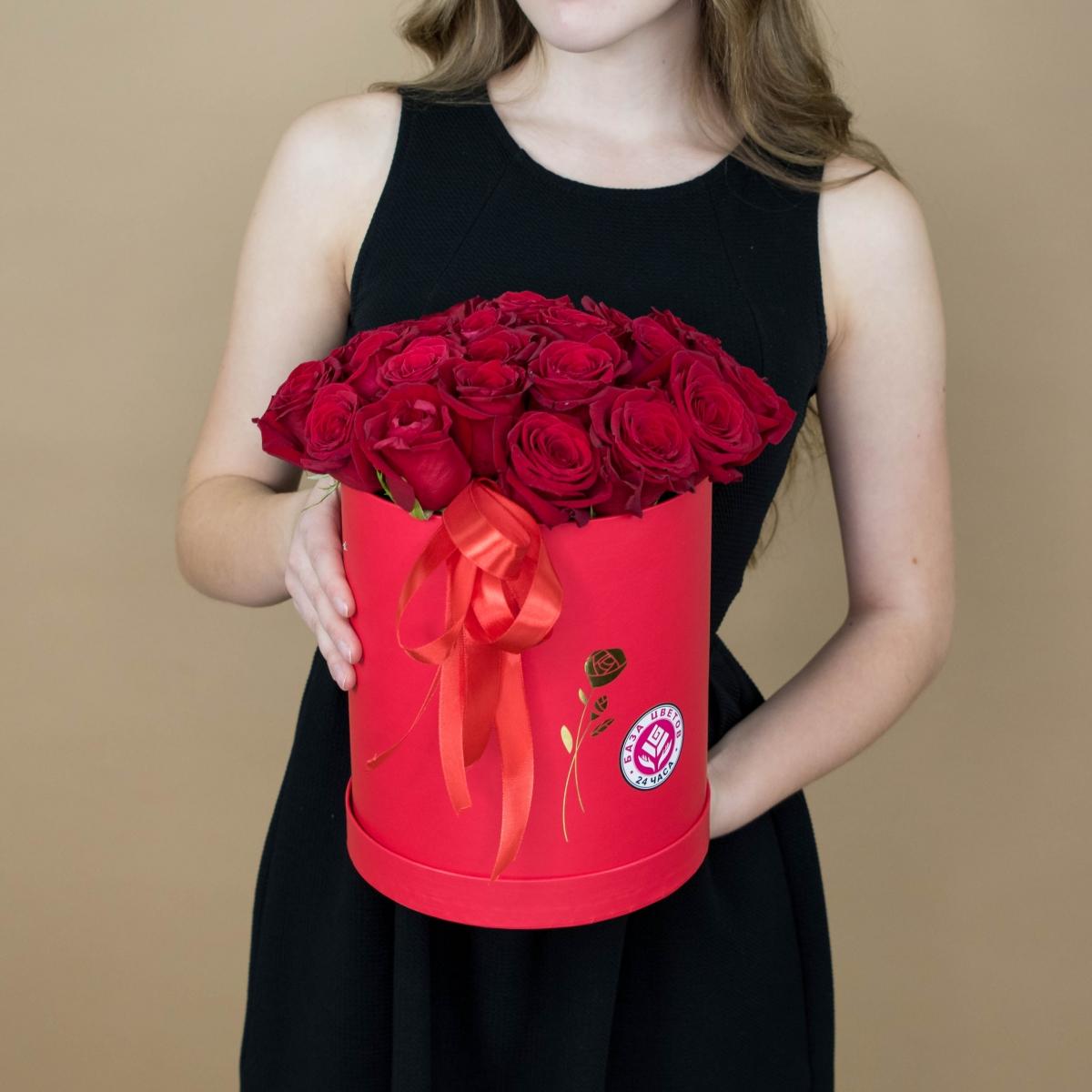 Розы красные в шляпной коробке (articul: 2158)