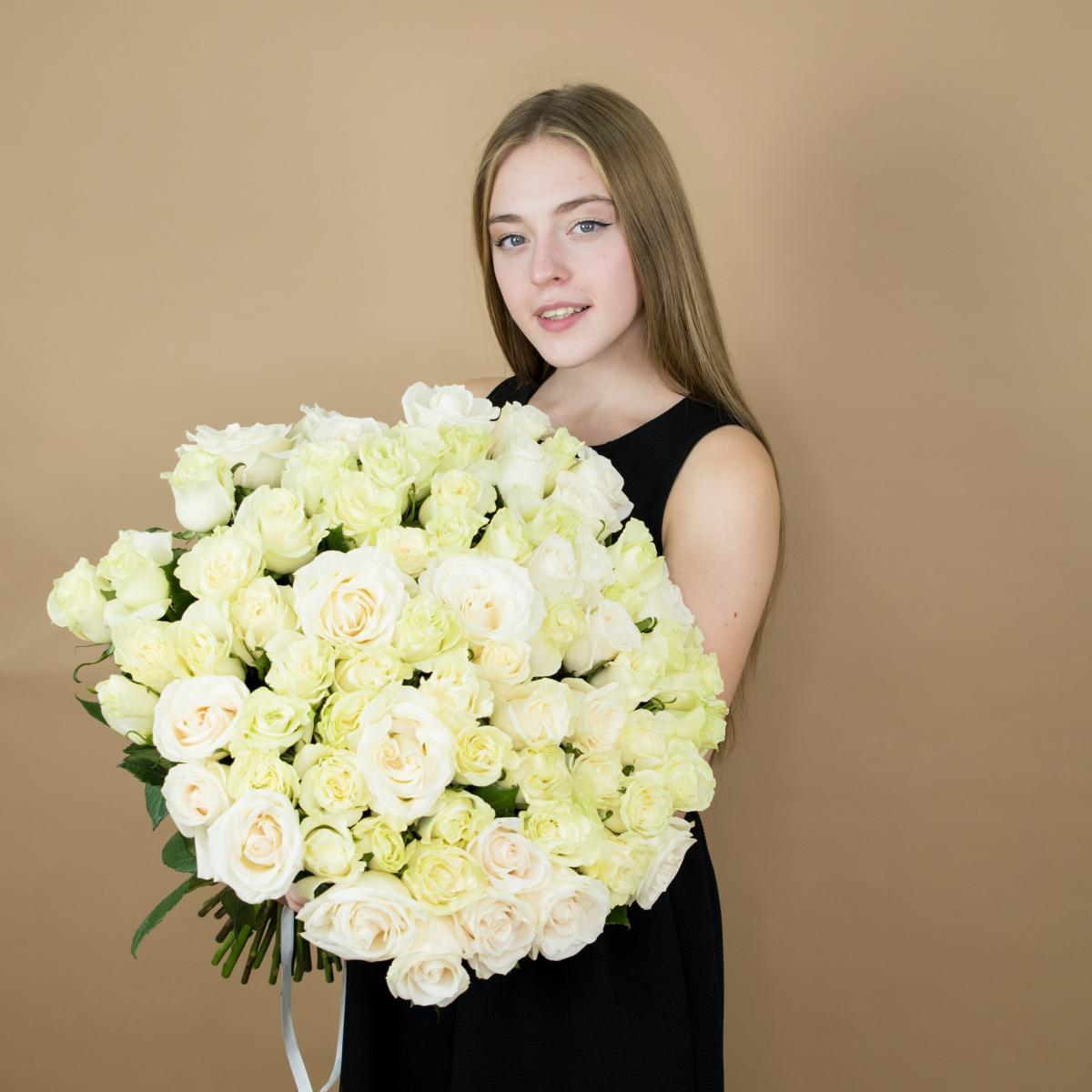 Букеты из белых роз 40 см (Эквадор) №  664