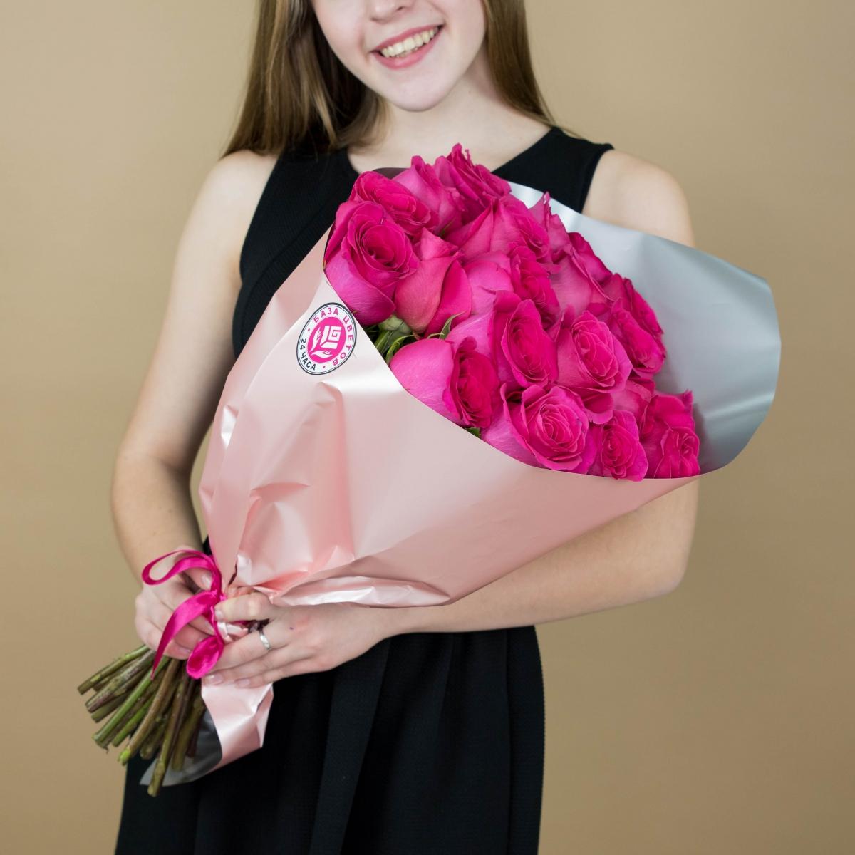 Букет из розовых роз 21 шт. (40 см) № - 89142